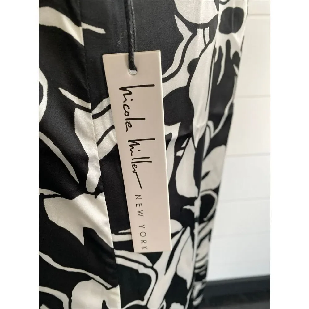 NICOLE MILLER Sleeveless Floral Print Satin Maxi Dress Sz M NWT/001